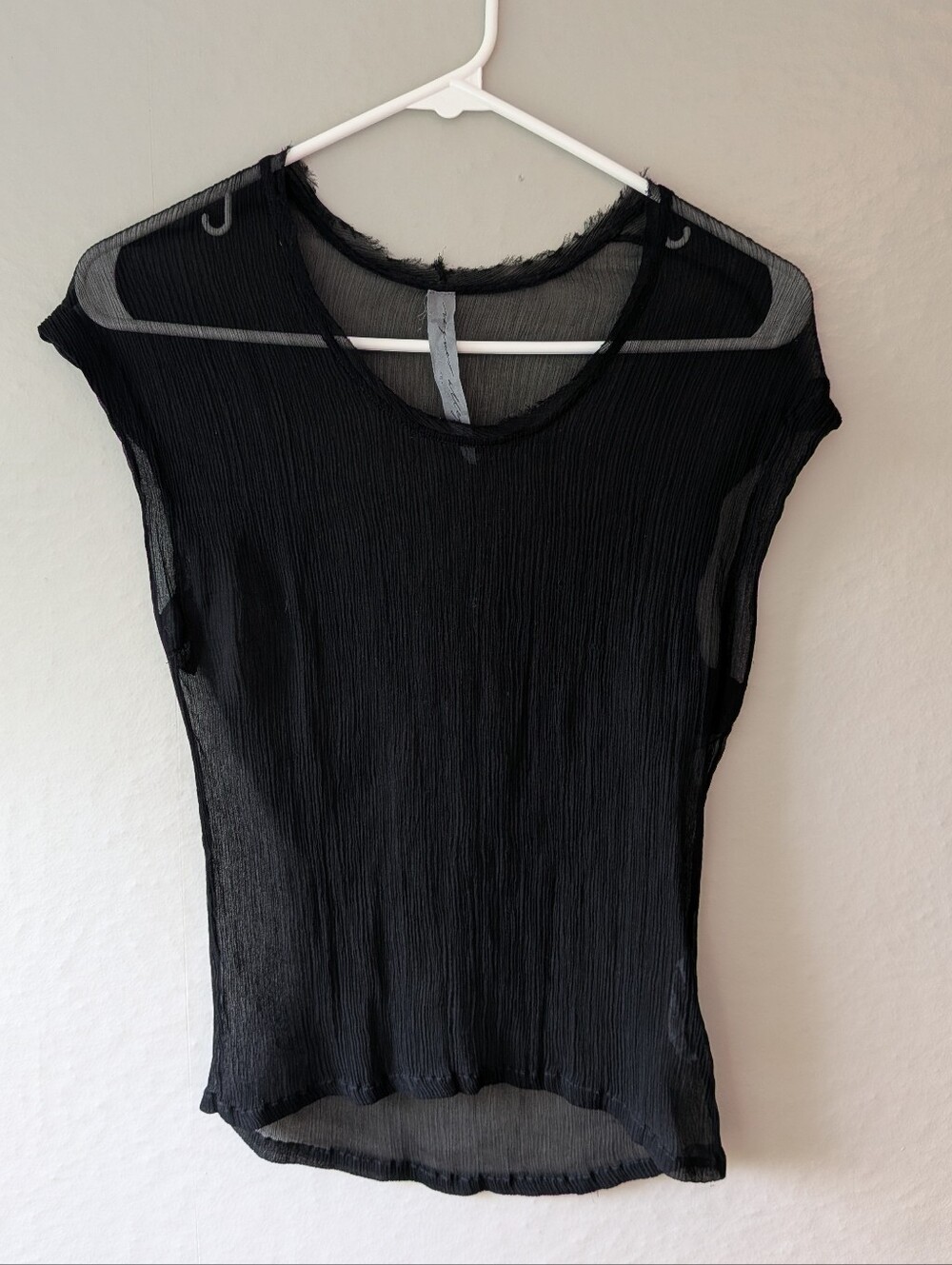 Raquel Allegra Sheer Textured Cap-Sleeve Top